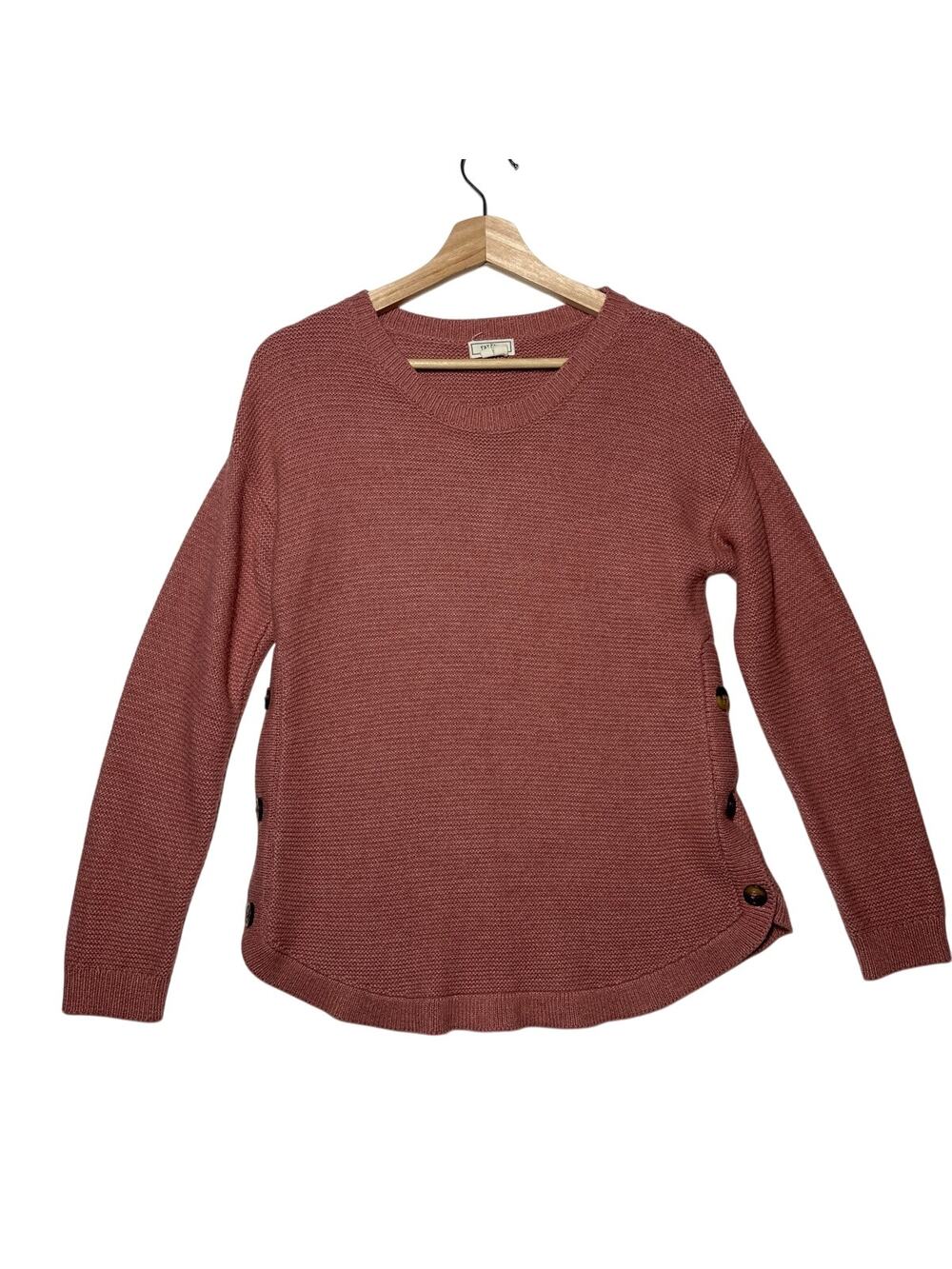 Fat Face Emmy Knit Jumper Sweater Button Detail Pink Mauve Sz 6 M Casual Relaxed